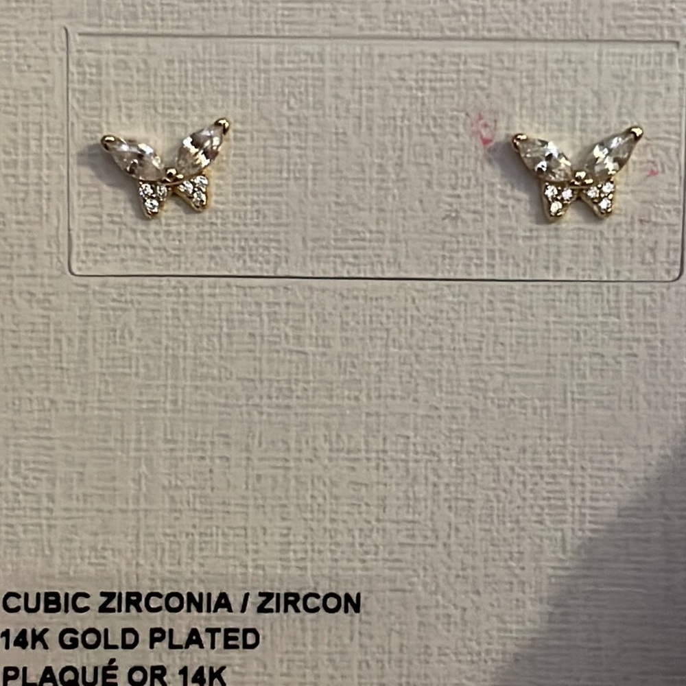 14k gold 925 butterfly earrings